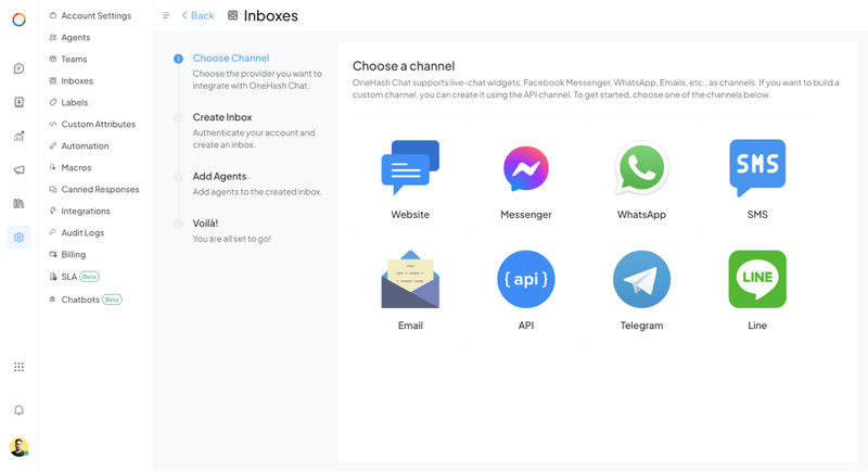 Screenshot of app OneHash Chat