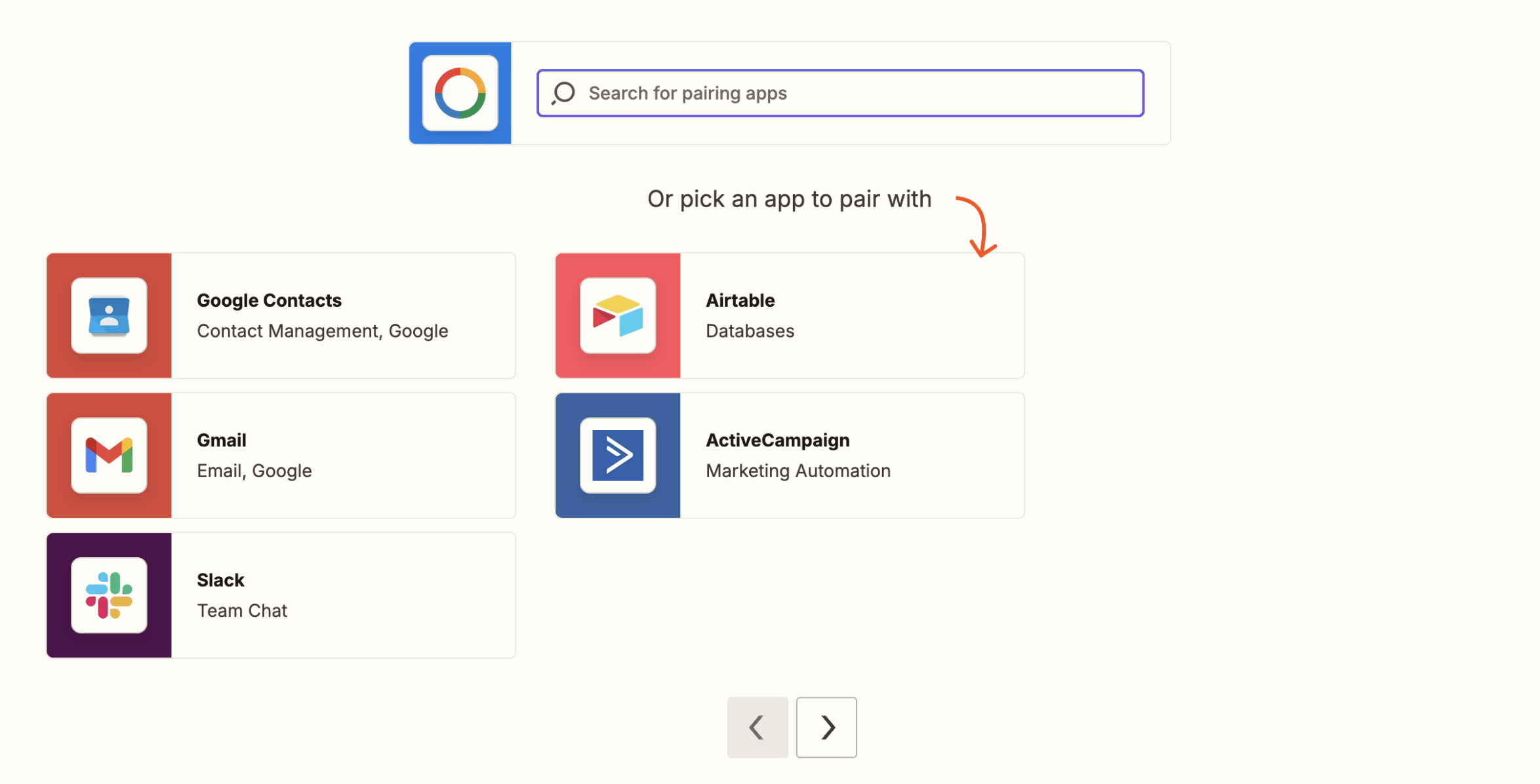 Screenshot of app Zapier